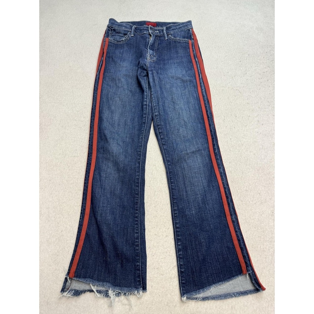 Mother Jeans Womens 25 Blue Insider Crop Step Fray Speed Racer Stripe Flare